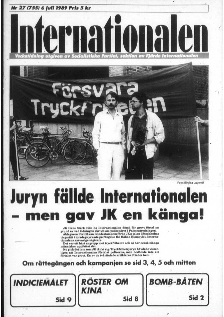 Internationalens chefredaktör Håkan Blomqvist fälld för artiklar om spår mot poliser i Palmemordet.