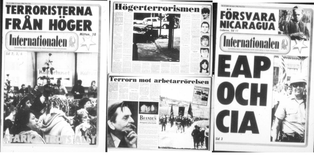 Faksimil av Internationalen med artiklar av Stieg Larsson om Palmemordets dolda spår