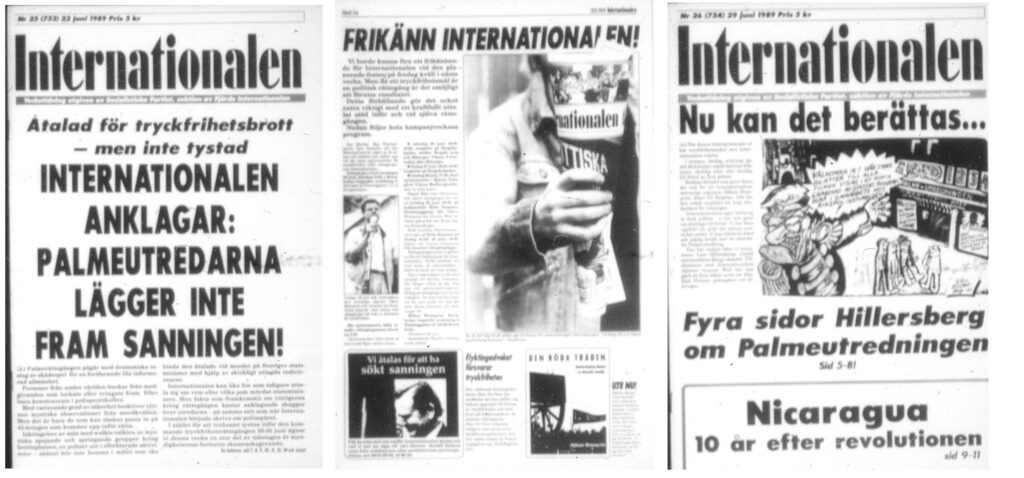 Faksimil av Internationalens specialnummer om åtalet 1989